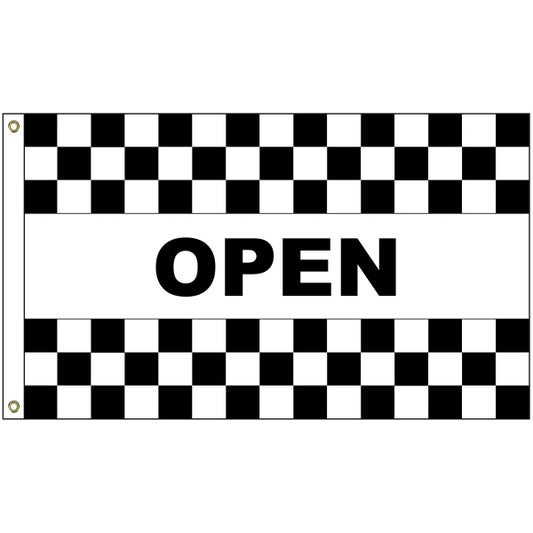 Open Black & White Checkered 3' x 5' Message Flag