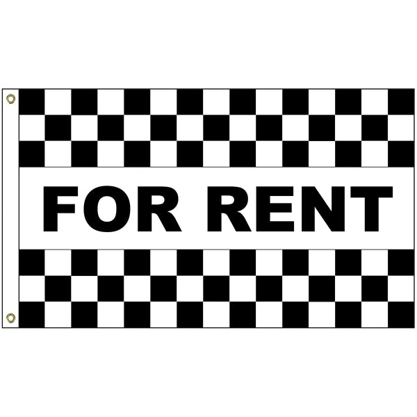 For Rent Black & White Checkered 3' x 5' Message Flag