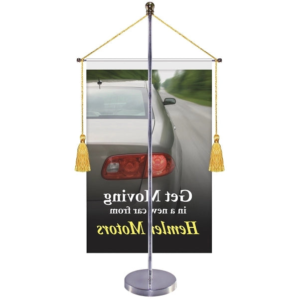 11-19.7" Metal Telescopic Flagpole w/ One Banner