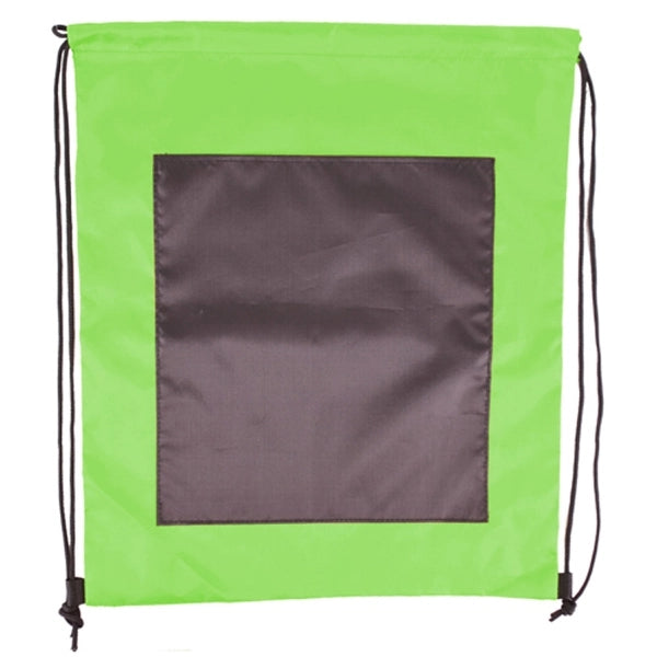 Large Front Pocket Dual Color Drawstring Backpack