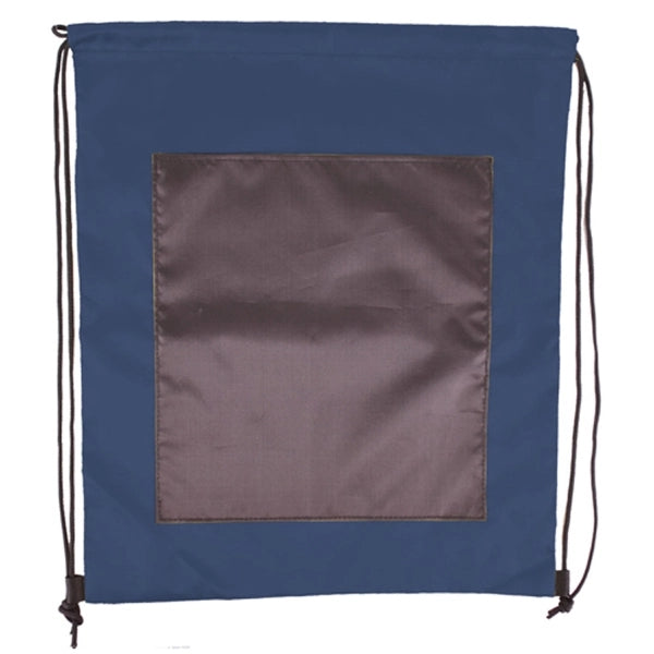Large Front Pocket Dual Color Drawstring Backpack