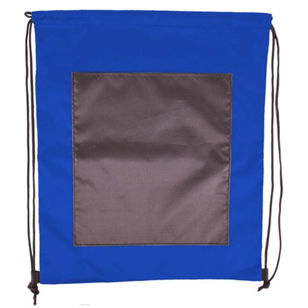Large Front Pocket Dual Color Drawstring Backpack