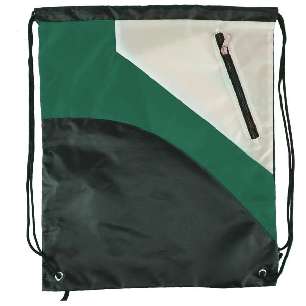 Tri Color Premium Drawstring Bag with Zipper Pocket