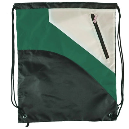 Tri Color Premium Drawstring Bag with Zipper Pocket