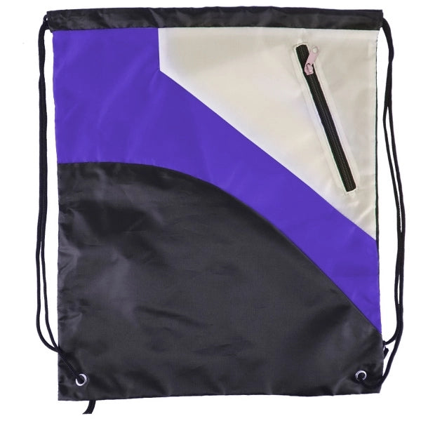 Tri Color Premium Drawstring Bag with Zipper Pocket