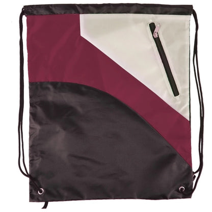 Tri Color Premium Drawstring Bag with Zipper Pocket