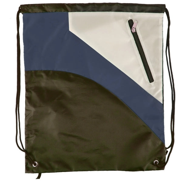Tri Color Premium Drawstring Bag with Zipper Pocket