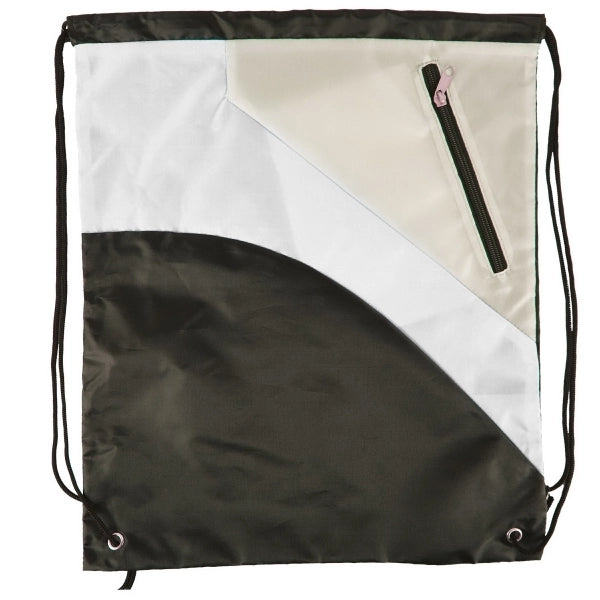 Tri Color Premium Drawstring Bag with Zipper Pocket