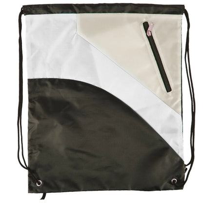 Tri Color Premium Drawstring Bag with Zipper Pocket