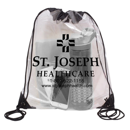 13"Wx16"H - "EVEREST" Tall Clear Drawstring Cinch Pack Backp