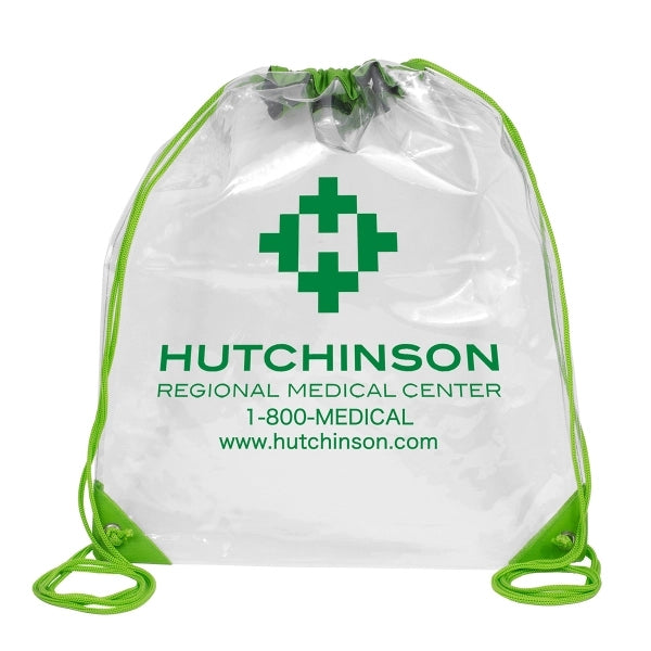 13"Wx16"H - "EVEREST" Tall Clear Drawstring Cinch Pack Backp