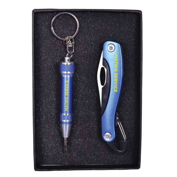 Screwdriver Keychain and Carabiner Pocket Knife Set