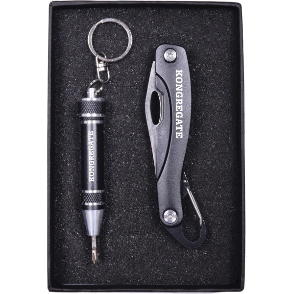 Screwdriver Keychain and Carabiner Pocket Knife Set