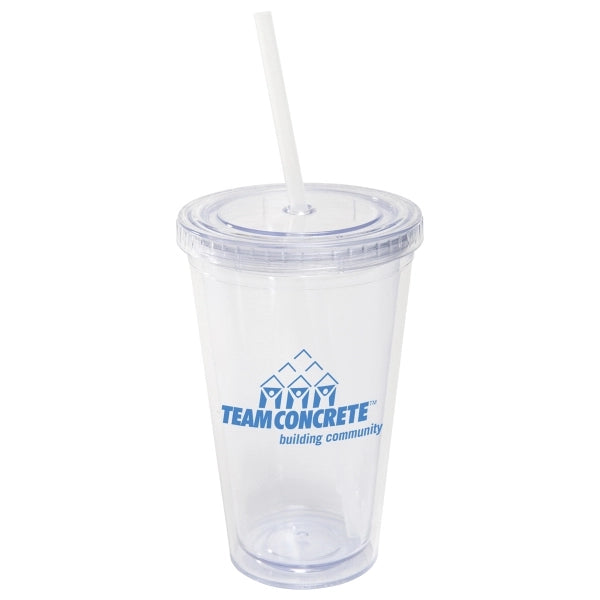 16 oz Acrylic Tumbler with Lid and Straw