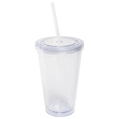 16 oz Acrylic Tumbler with Lid and Straw