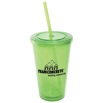 16 oz Acrylic Tumbler with Lid and Straw