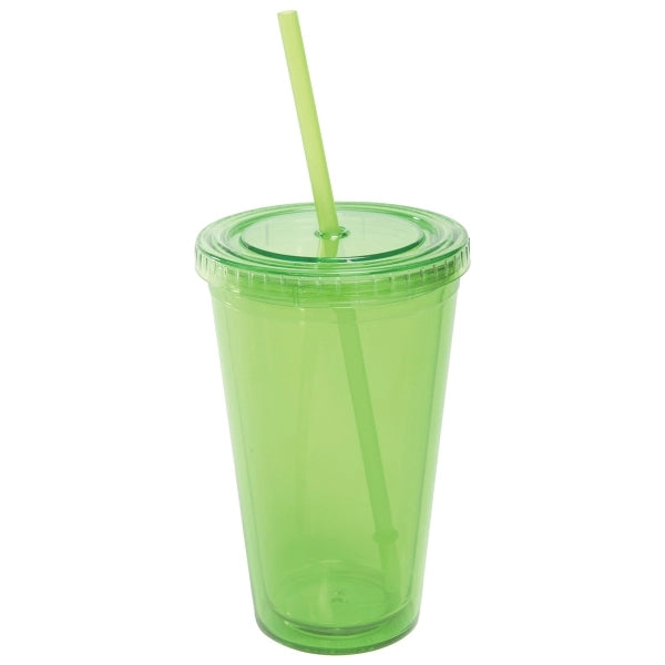16 oz Acrylic Tumbler with Lid and Straw