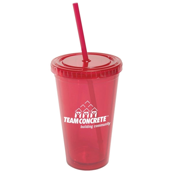 16 oz Acrylic Tumbler with Lid and Straw