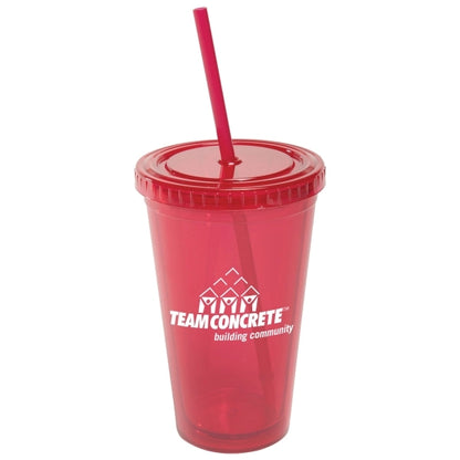 16 oz Acrylic Tumbler with Lid and Straw