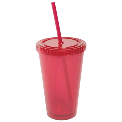 16 oz Acrylic Tumbler with Lid and Straw