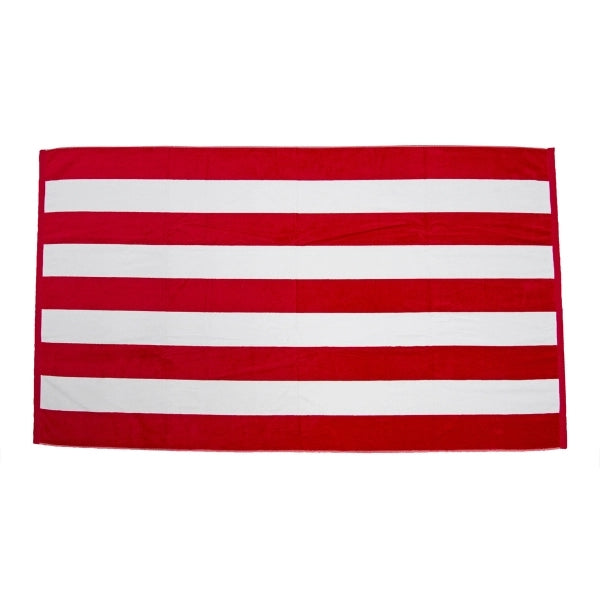 Premium Cabana Striped Terry Velour Beach Towel