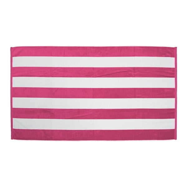 Premium Cabana Striped Terry Velour Beach Towel