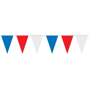 30' 4 Mil Polyethylene Red, White, and Blue Pennant String