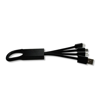 Universal 3 in 1 USB charging cable with Carabiner Hook