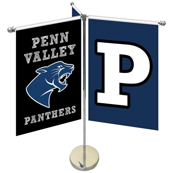 11-19.7" Metal Telescopic Flagpole w/ 3 Banners