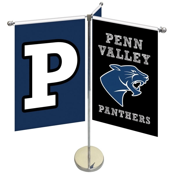 11-19.7" Metal Telescopic Flagpole w/ 3 Banners
