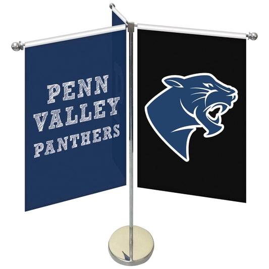 11-19.7" Metal Telescopic Flagpole w/ 3 Banners