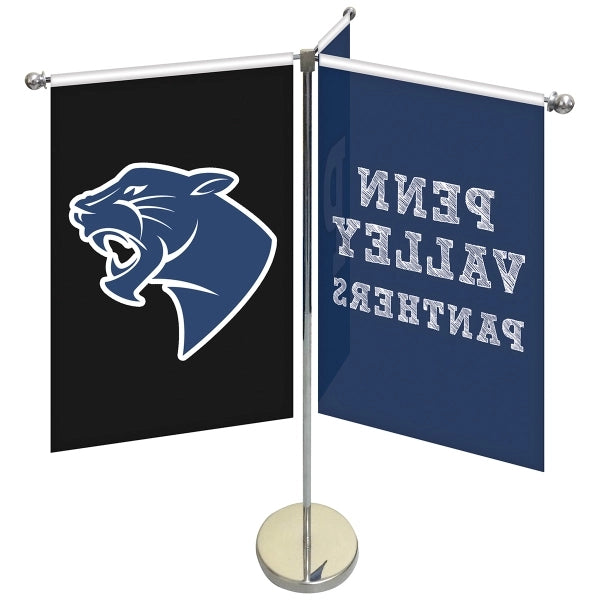 11-19.7" Metal Telescopic Flagpole w/ 3 Banners