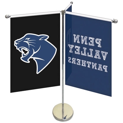 11-19.7" Metal Telescopic Flagpole w/ 3 Banners