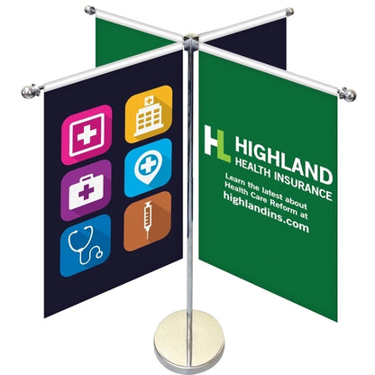 11-19.7" Metal Telescopic Flagpole w/ 4 Banners