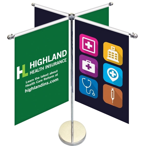 11-19.7" Metal Telescopic Flagpole w/ 4 Banners