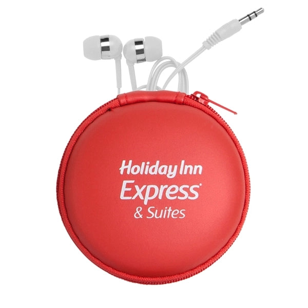 Round Eva Case with White Earphones