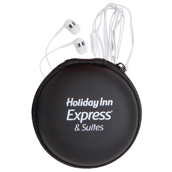 Round Eva Case with Microphone Earphones