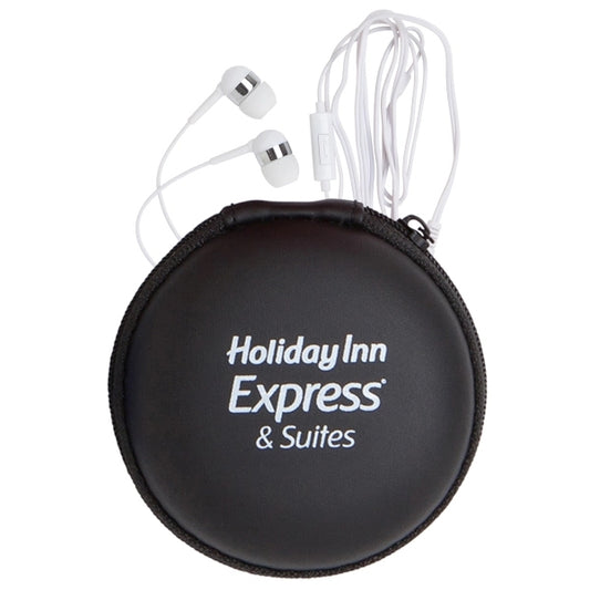Round Eva Case with Microphone Earphones