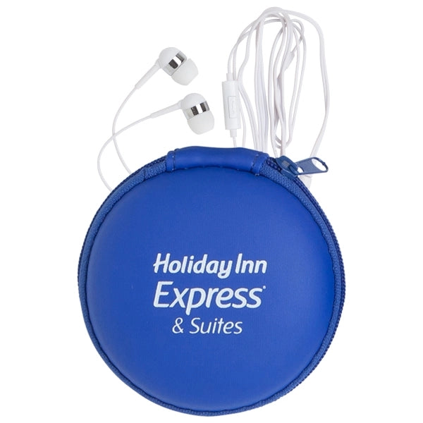 Round Eva Case with Microphone Earphones
