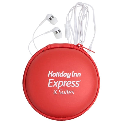 Round Eva Case with Microphone Earphones