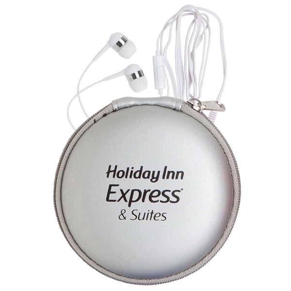 Round Eva Case with Microphone Earphones