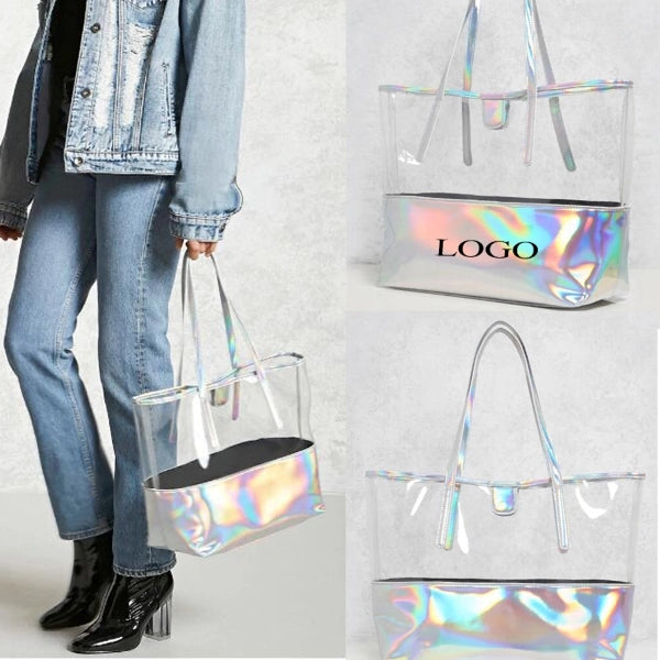 Iridescent Clear Pvc Tote Bag