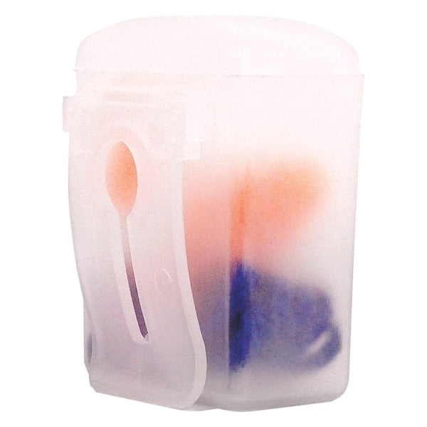Silicone Earplugs With Blue Nylon Cord and Clear Clip Case