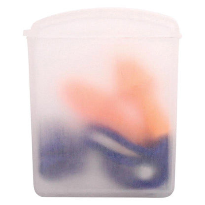 Silicone Earplugs With Blue Nylon Cord and Clear Clip Case