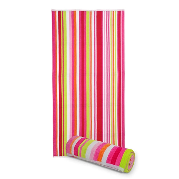 30x60 Terry Velour Cabana Stripe Beach Towels