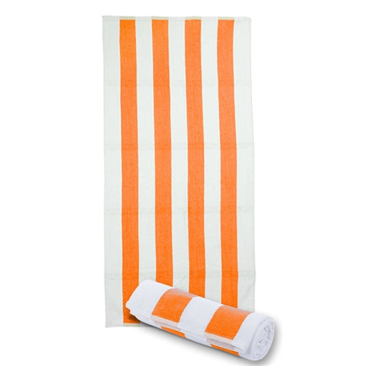 30x62 Orange/White Terry Velour Cabana Stripe Bea