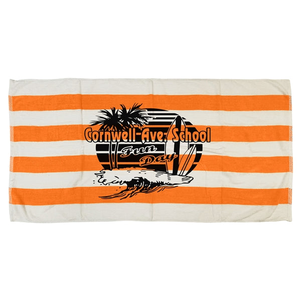 30x60 Terry Velour Cabana Stripe Beach Towels