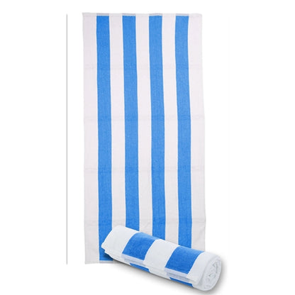 30x62 Caribbean/White Terry Velour Cabana Stripe Beach Towel