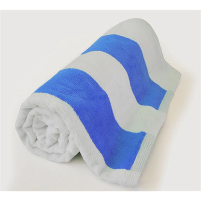 30x62 Caribbean/White Terry Velour Cabana Stripe Beach Towel
