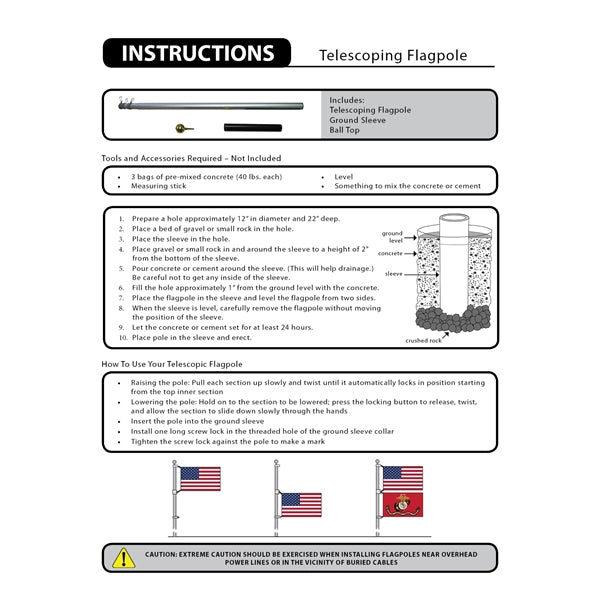 20' Aluminum Telescoping Flagpole